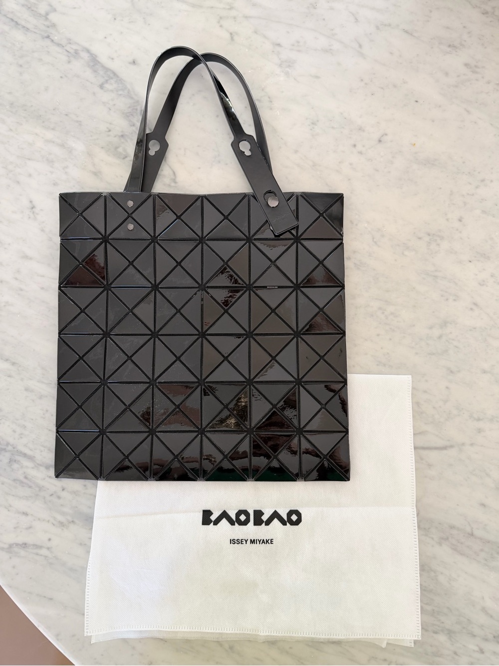 Issey Miyake Bao Bao Black Patent Geometric Tote